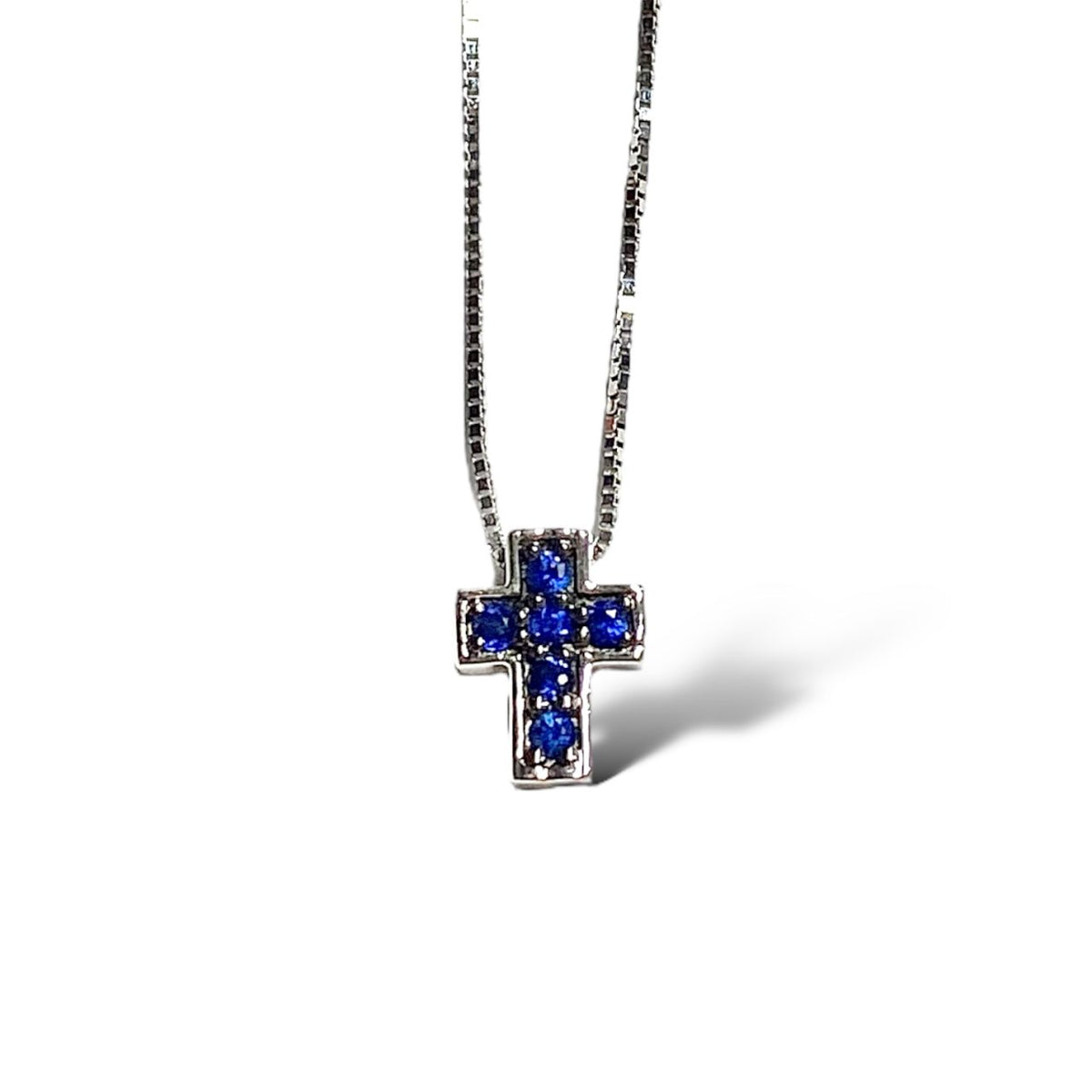 Collana Donna Oro 18KT con Croce di Zaffiri