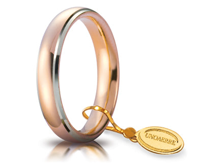 Fede Unoaerre Comoda 4mm in Oro 18KT 18KT e Bianco