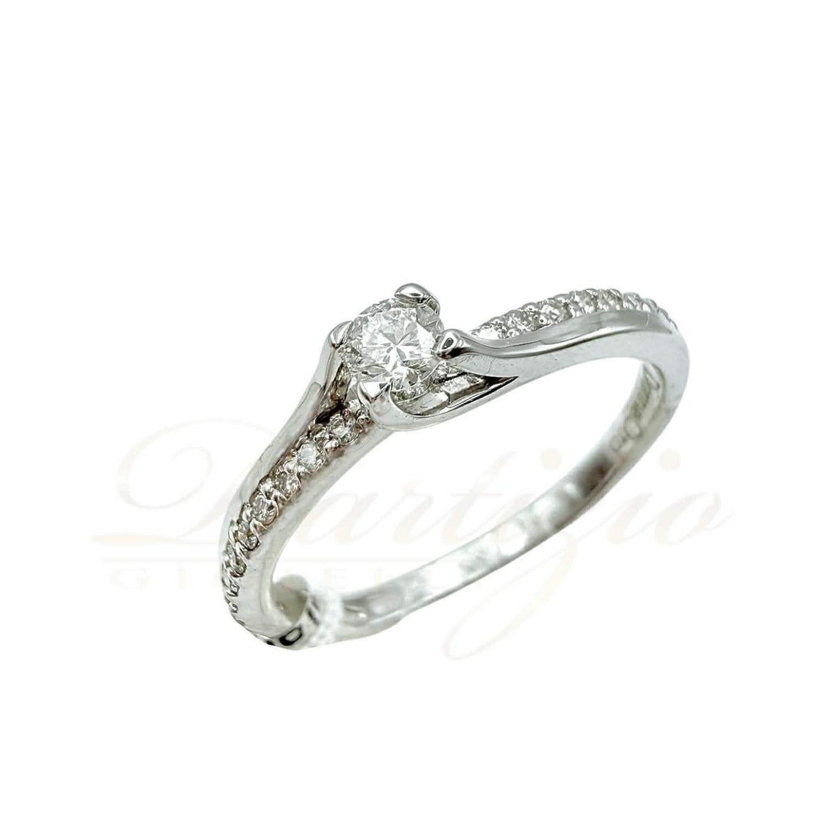 Anello Solitario Donna Oro 18KT con Diamanti Ct. 0.24