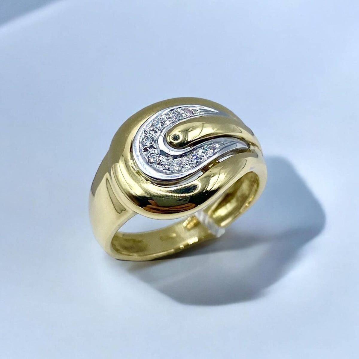 Anello a Fascia in Oro 18KT Bicolore con Diamanti