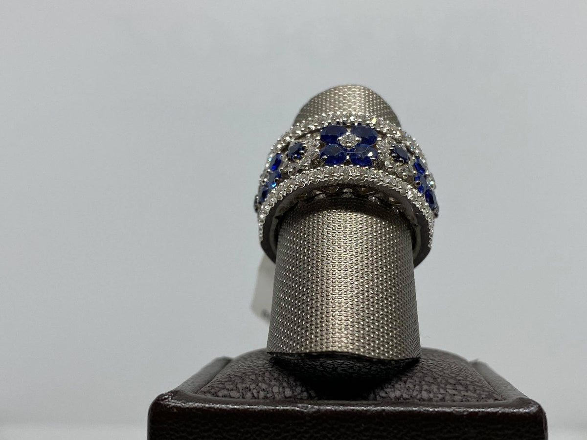 Anello Fascione Donna Crivelli Con Zaffiri Ct 1.80 e Diamanti