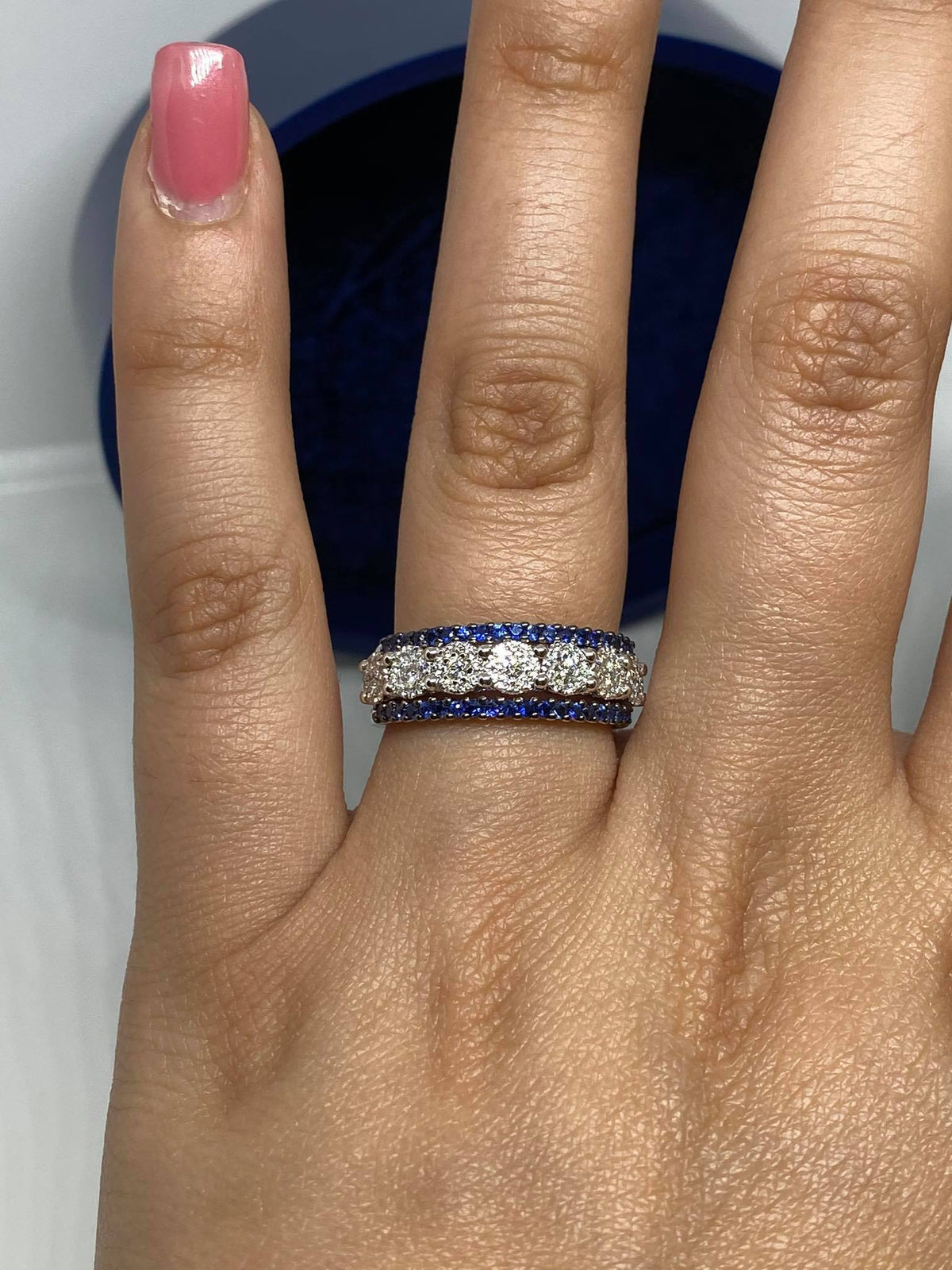 Anello Donna Recarlo con Zaffiri Ct 0.41 e Diamanti - r51fm139/zb