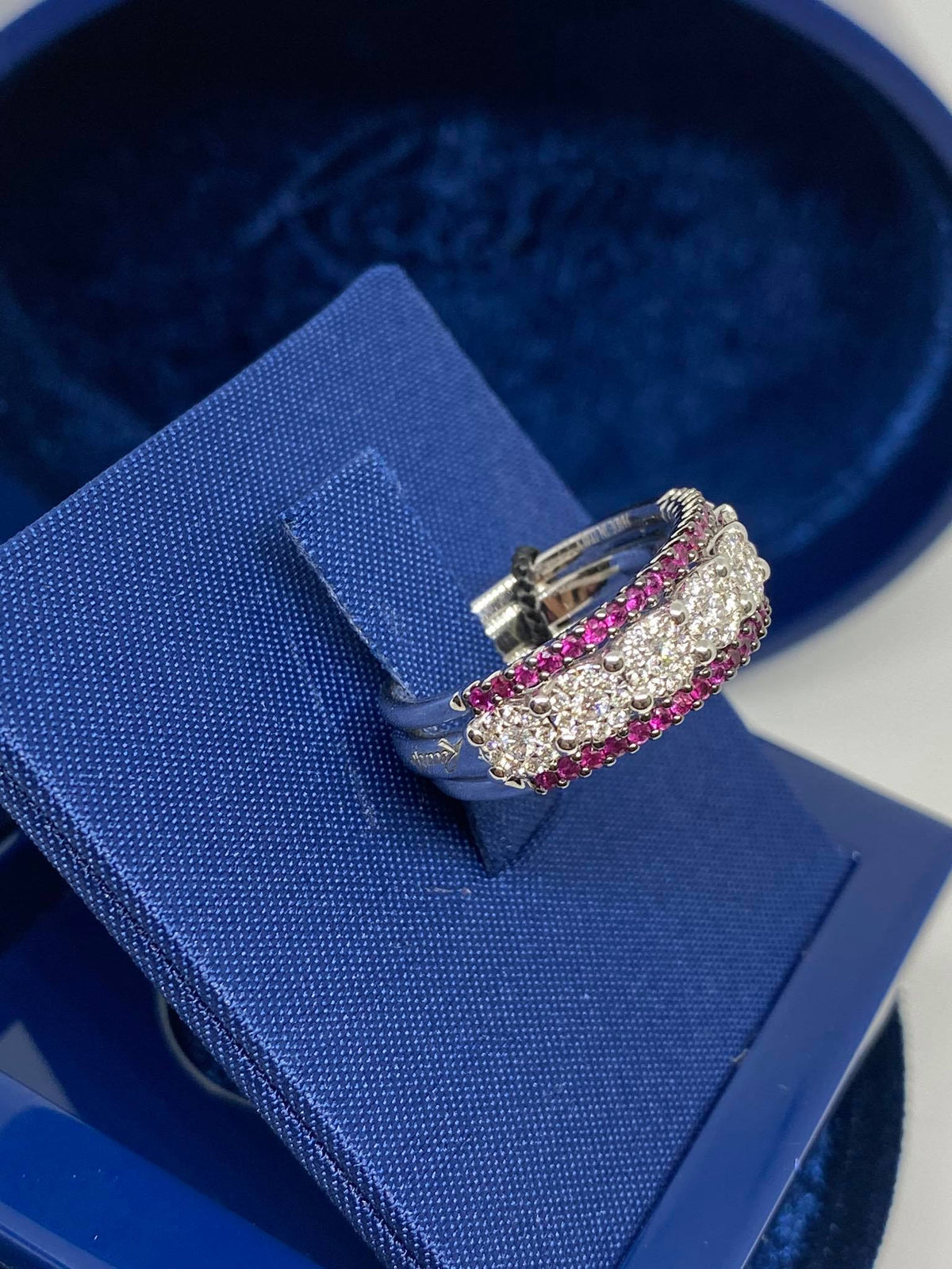 Anello Donna Recarlo Con Rubini Ct 0.32 e Diamanti