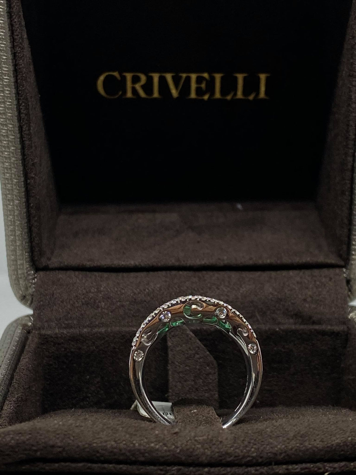 Anello Donna Fascione Crivelli con Smeraldi Ct 1.33 e Diamanti