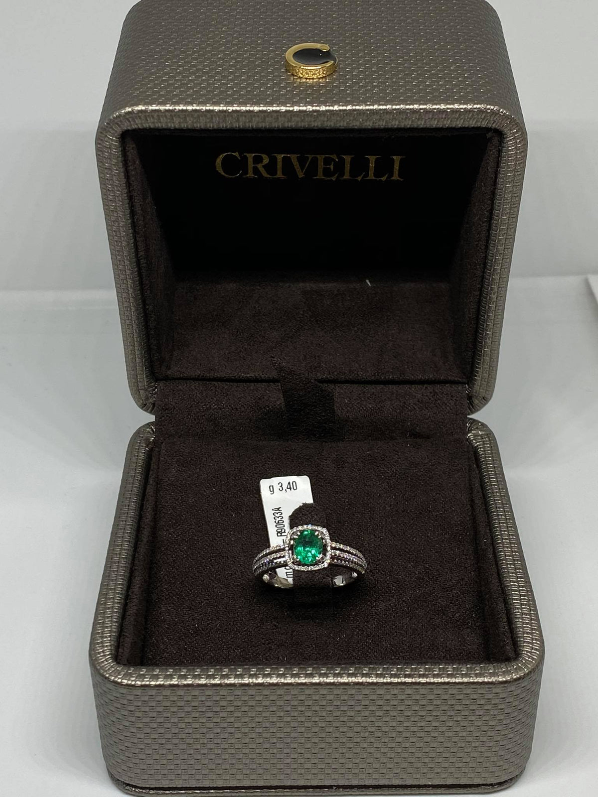 Anello Donna Crivelli con Smeraldo Ct 0.59 e Diamanti