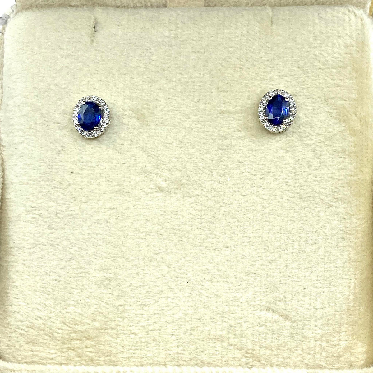 Orecchini Donna Oro 18KT con Zaffiri Ct 0.84 e Diamanti