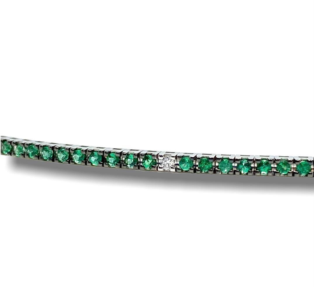 Bracciale Tennis Crivelli in Oro 18KT 18KT Con Smeraldi e Diamanti