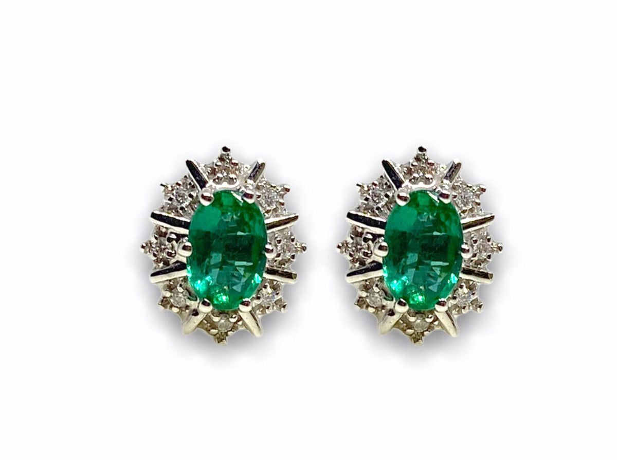 Orecchini Donna Oro 18KT con Smeraldo e Diamanti