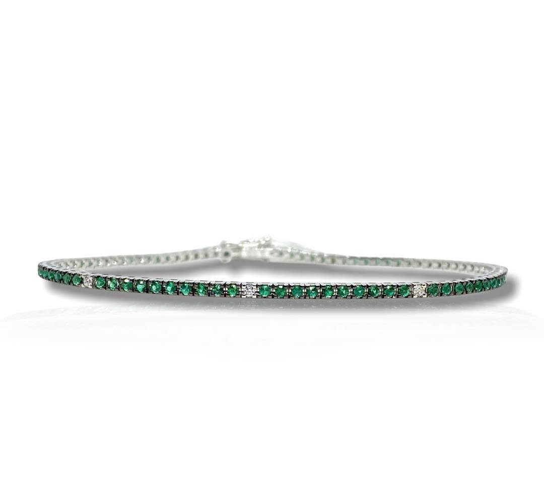 Bracciale Tennis Crivelli in Oro 18KT 18KT Con Smeraldi e Diamanti