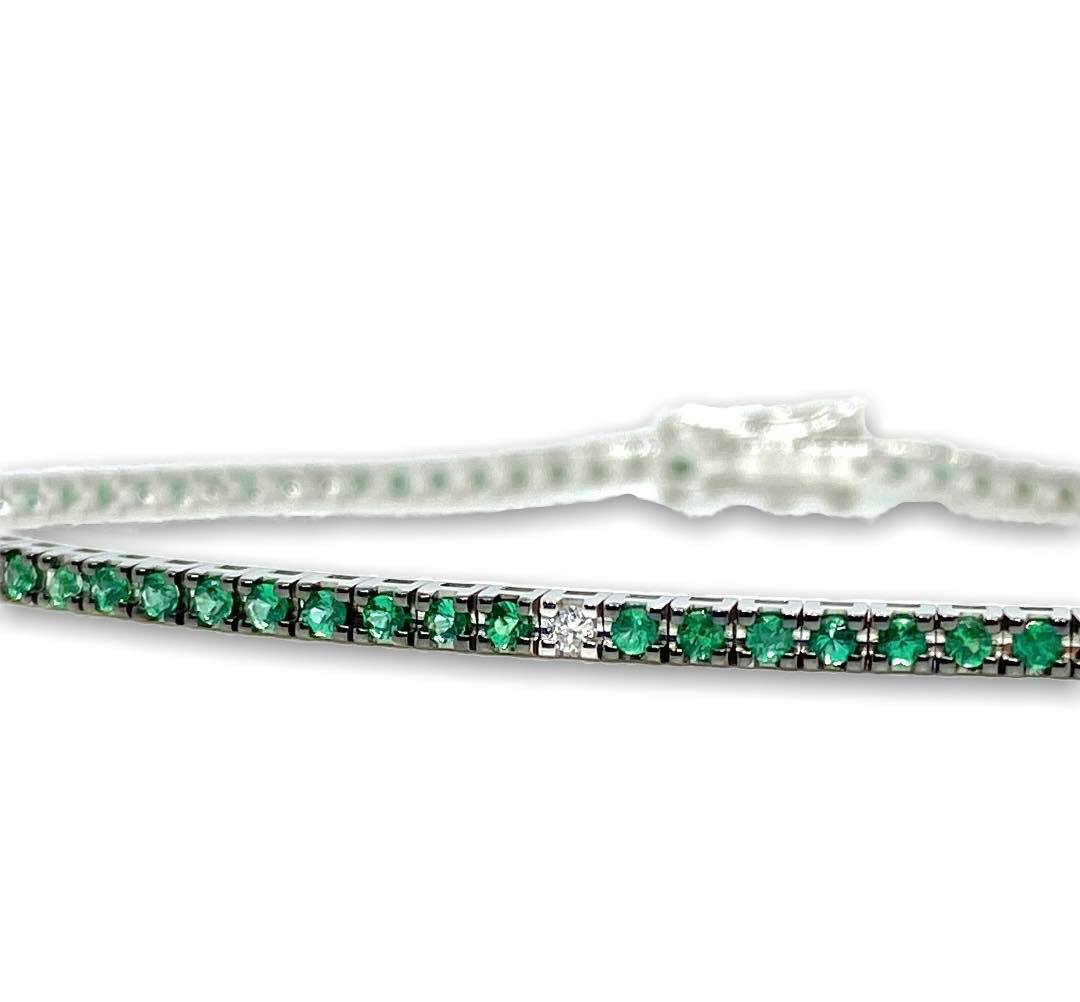 Bracciale Tennis Crivelli in Oro 18KT 18KT Con Smeraldi e Diamanti