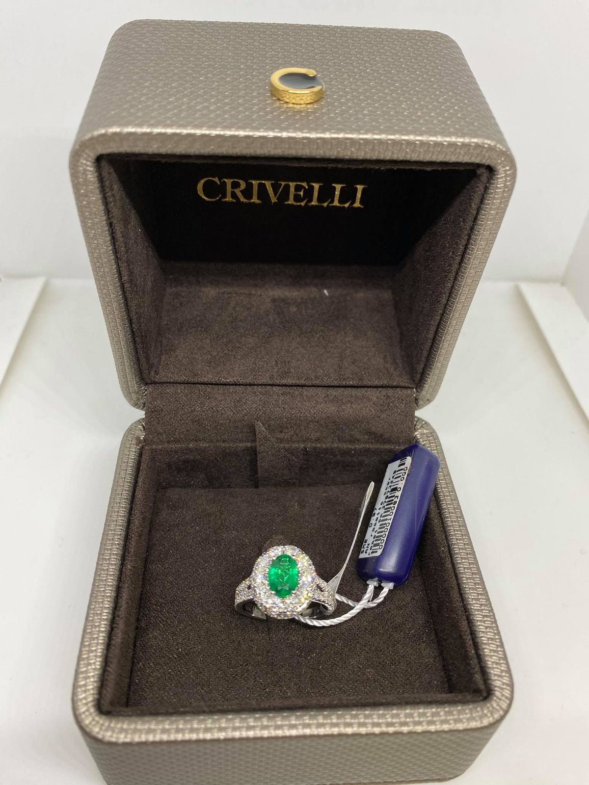 Anello Donna Crivelli con Smeraldo Colombiano Ct 0.97 e Diamanti