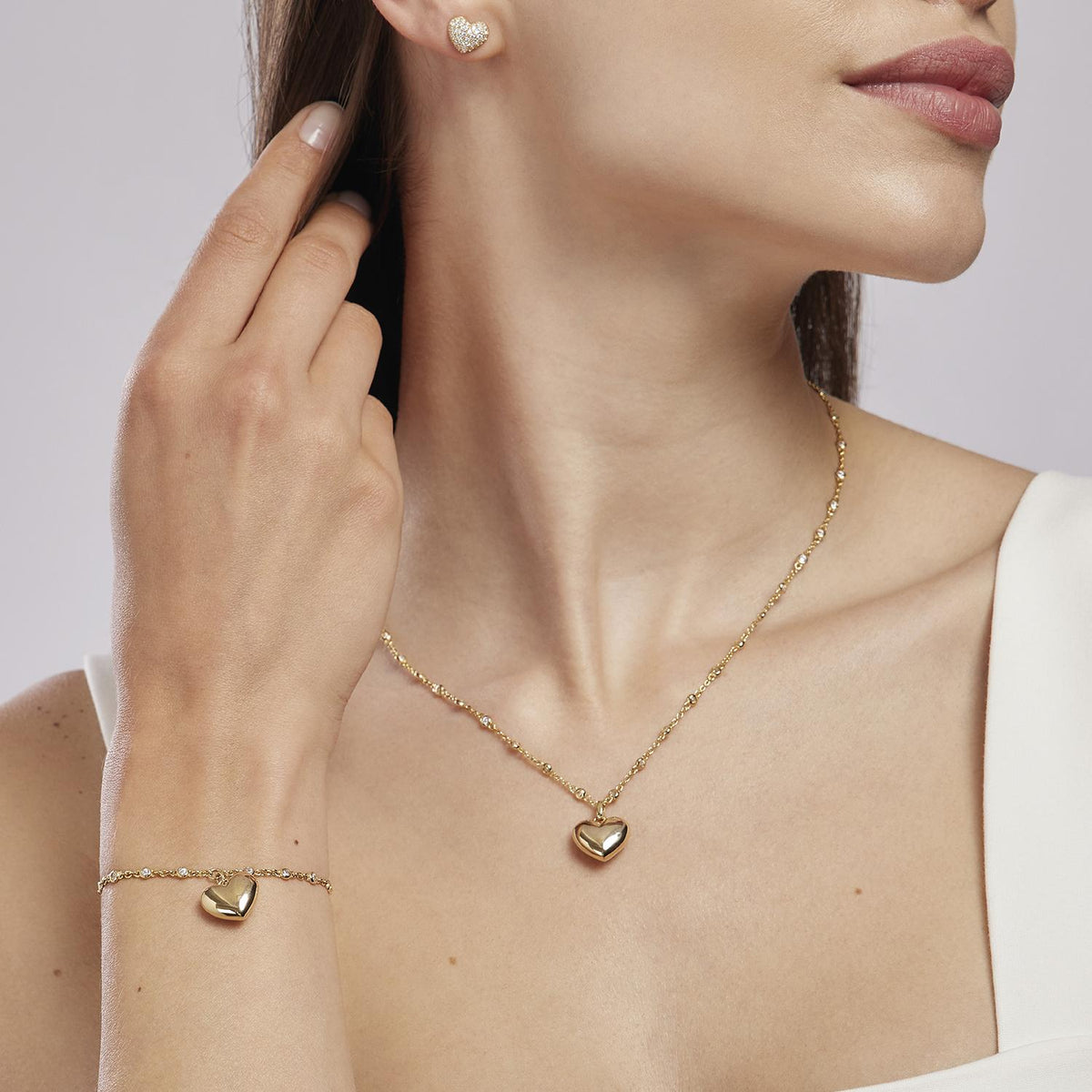 Orecchini Donna Mabina in Argento Dorato con Cuore - 563442