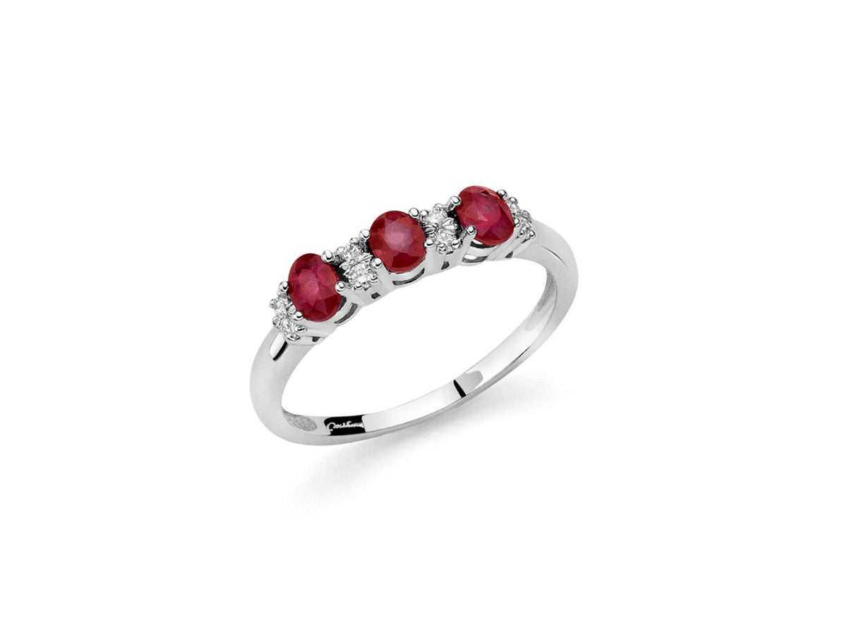 Anello Donna Miluna Trilogy in Oro 18KT con Rubini e Diamanti