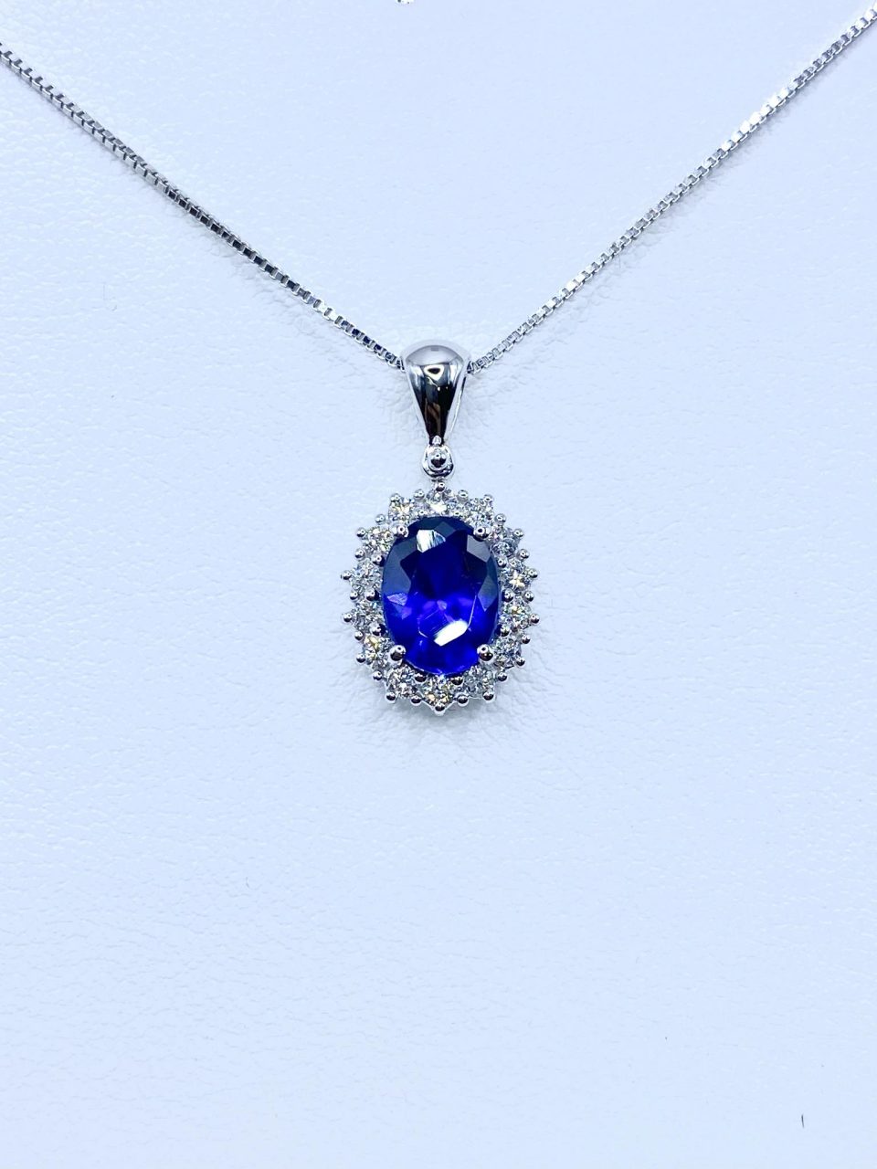 Collana Pg Gioielli in Oro 18KT 18KT con Diamanti e Zaffiro Ct.1,38