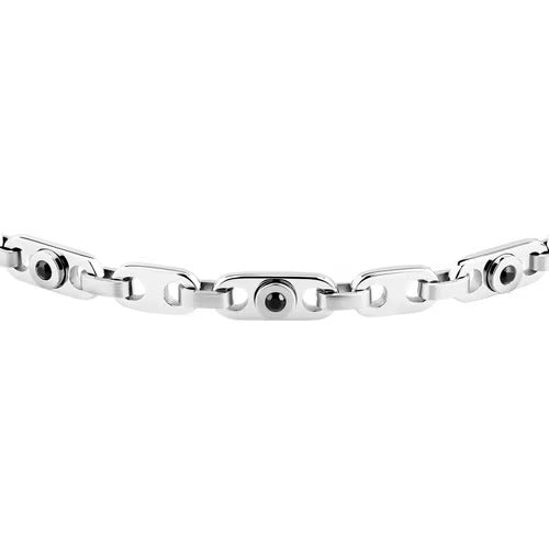 Bracciale Uomo Morellato Motown in Acciaio e Zirconi Neri