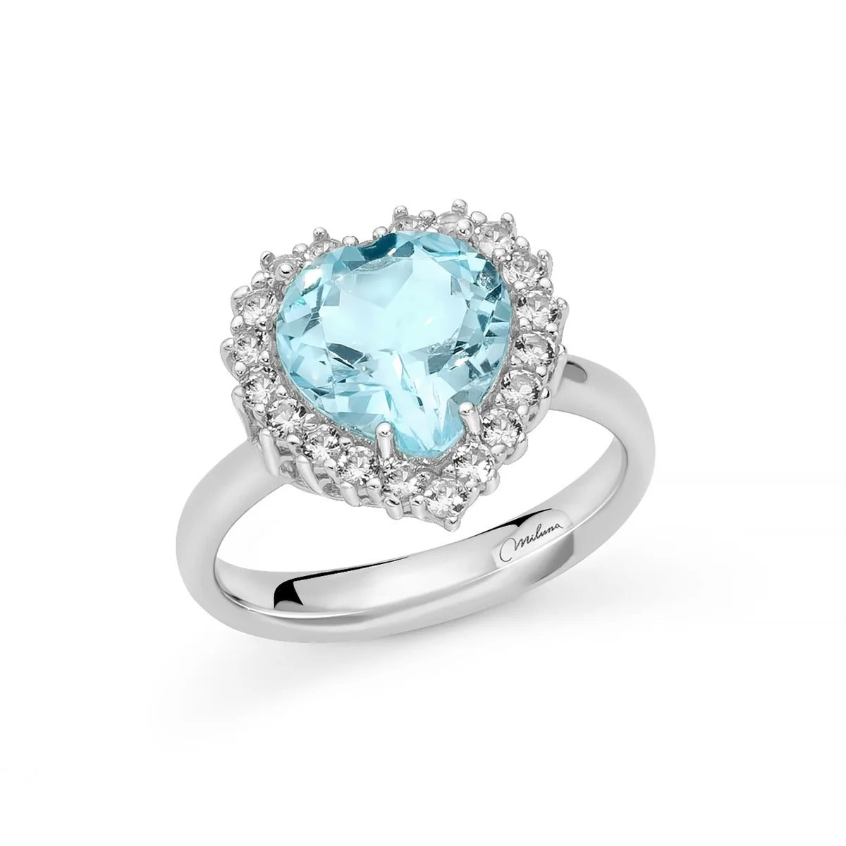 Anello a Cuore Miluna in Argento e Topazio - Gemma del Cielo