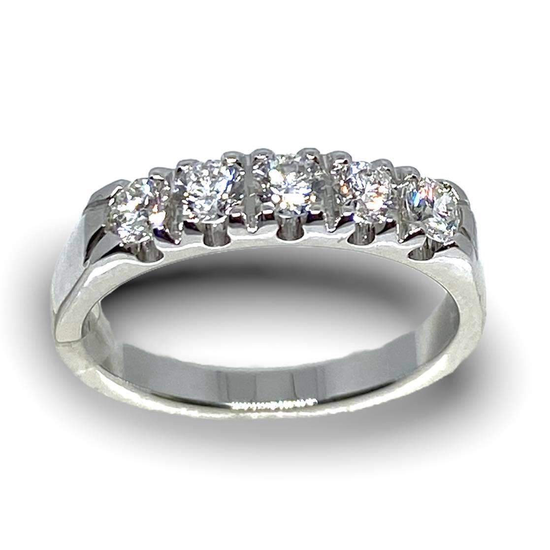Anello Crivelli Veretta a 5 in Oro 18KT 18KT e Diamanti Ct 0.55