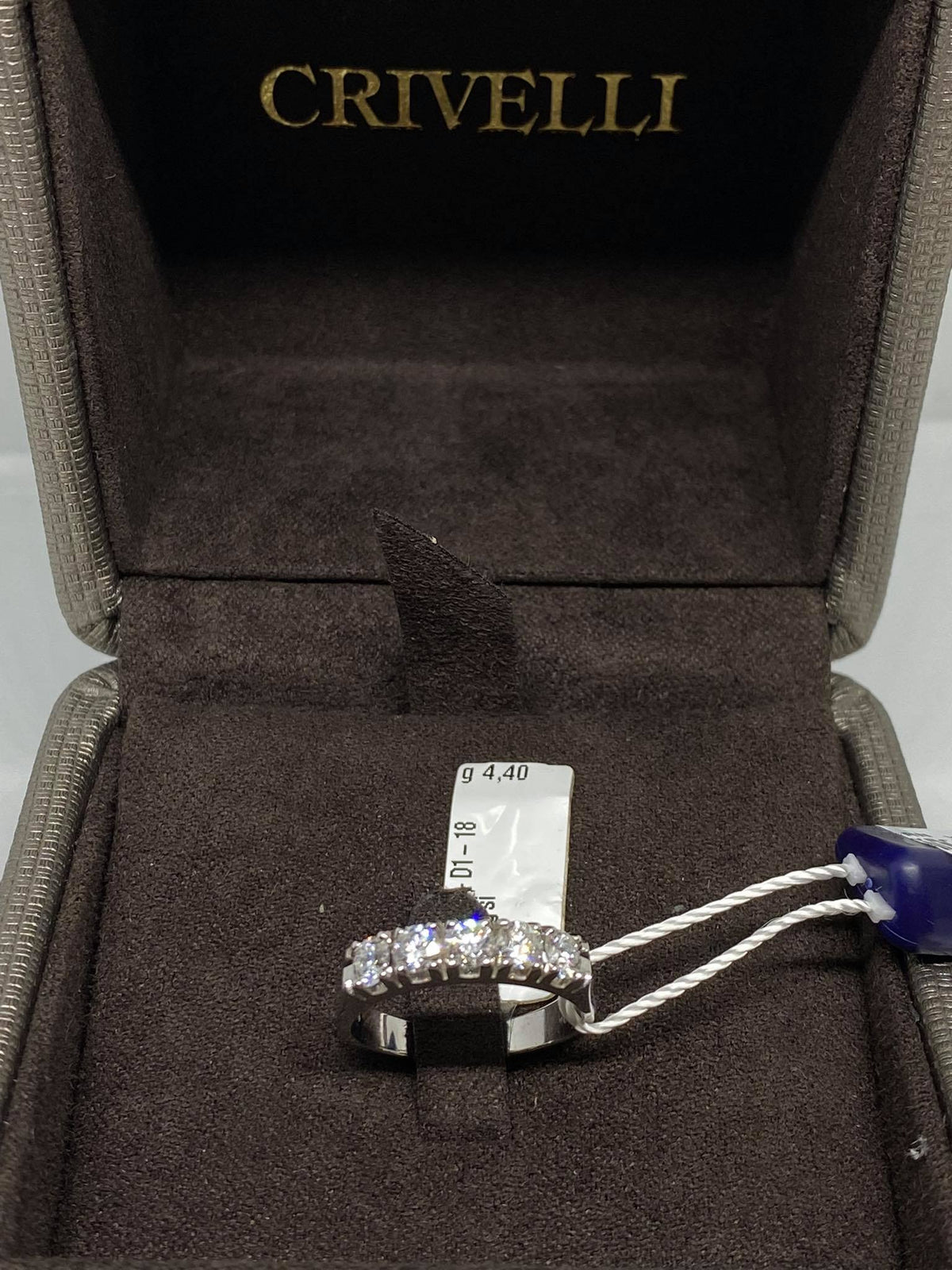 Anello Crivelli Veretta a 5 Pietre in Oro 18KT 18KT e Diamanti Ct 0,92 G-SI