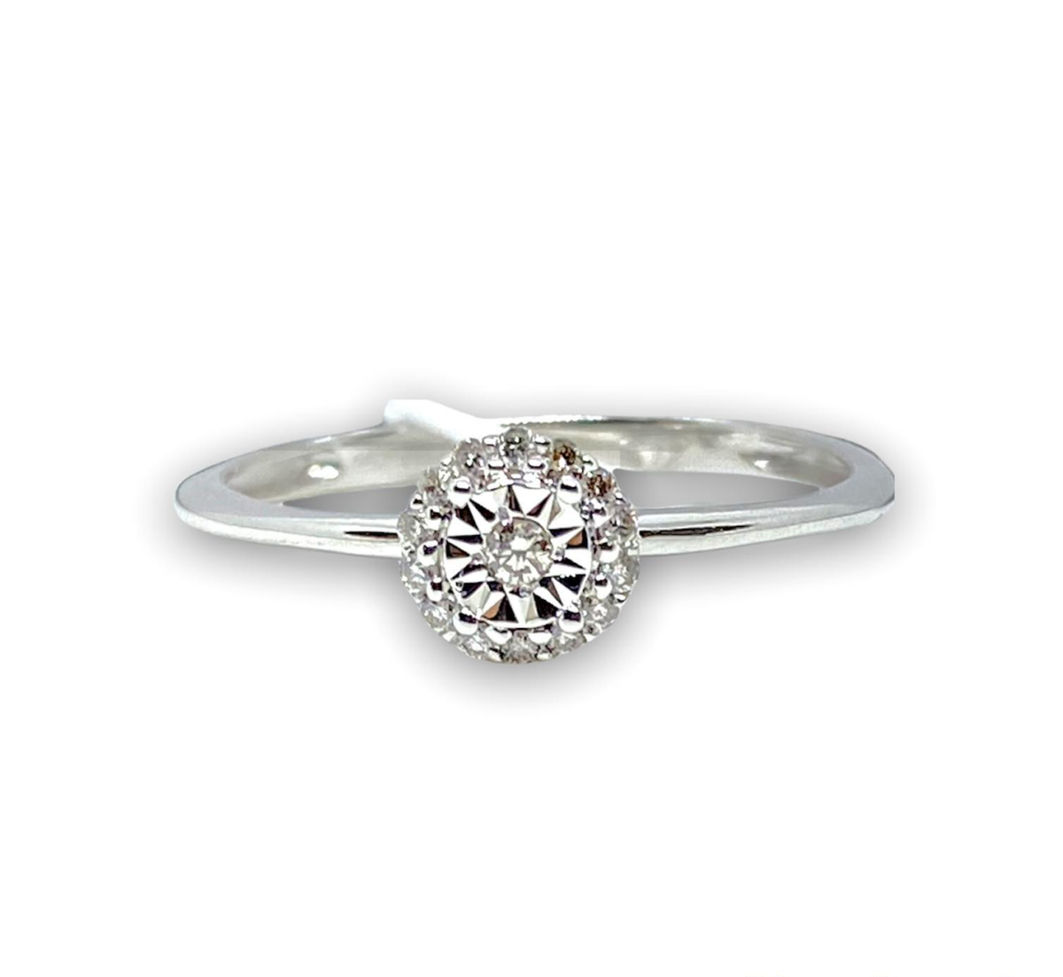 Anello Donna Oro 18KT Solitario Pavè con Diamanti Ct 0.09