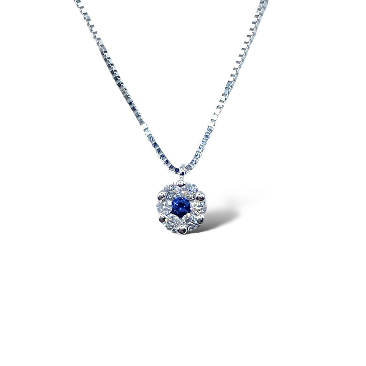 Collana Punto Luce Comete in Oro 18KT con Zaffiro e Diamanti