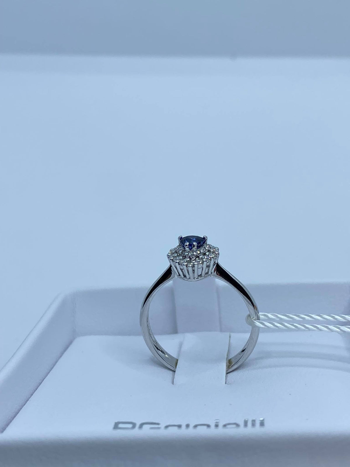 Anello Donna PG Gioielli con Zaffiro a Cuore Ct 0.21 e Diamanti