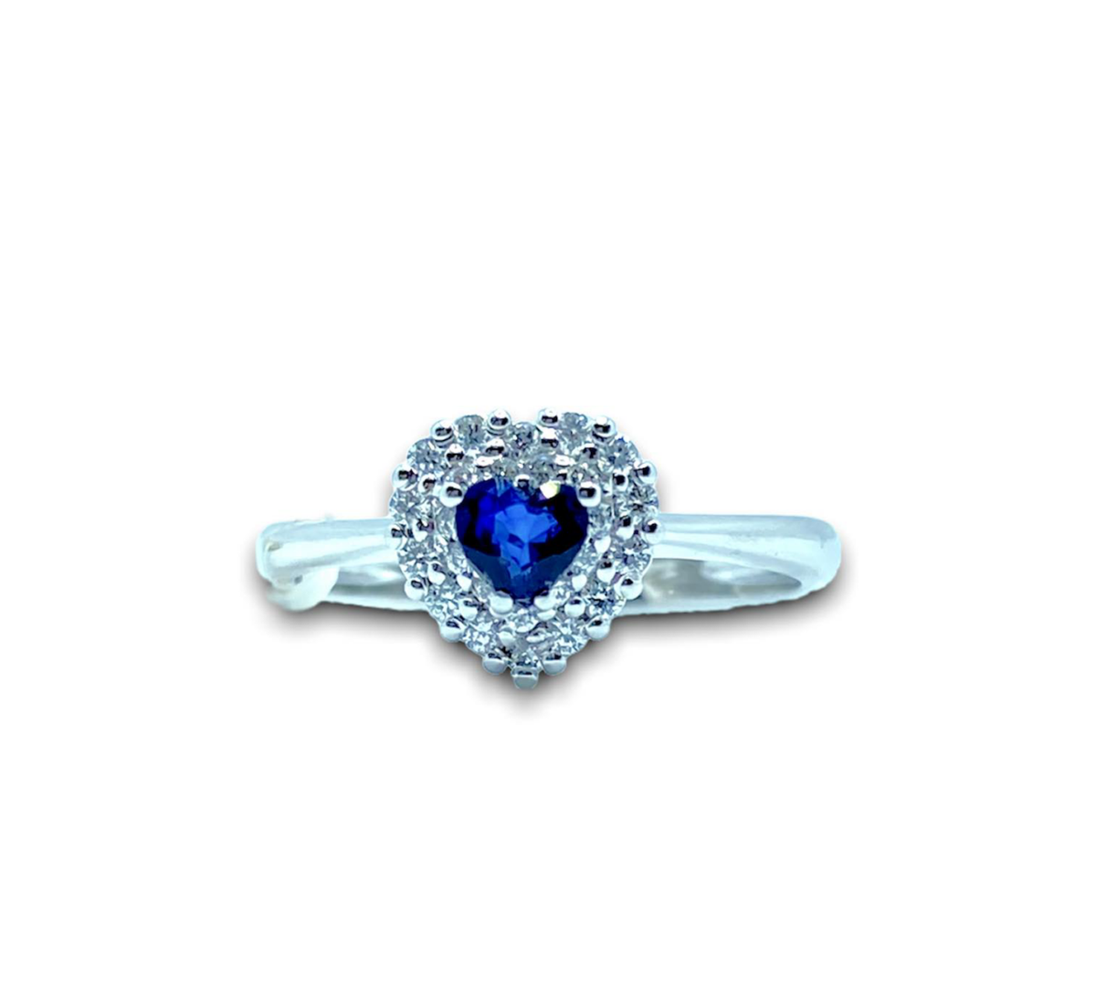Anello Donna PG Gioielli con Zaffiro a Cuore Ct 0.21 e Diamanti