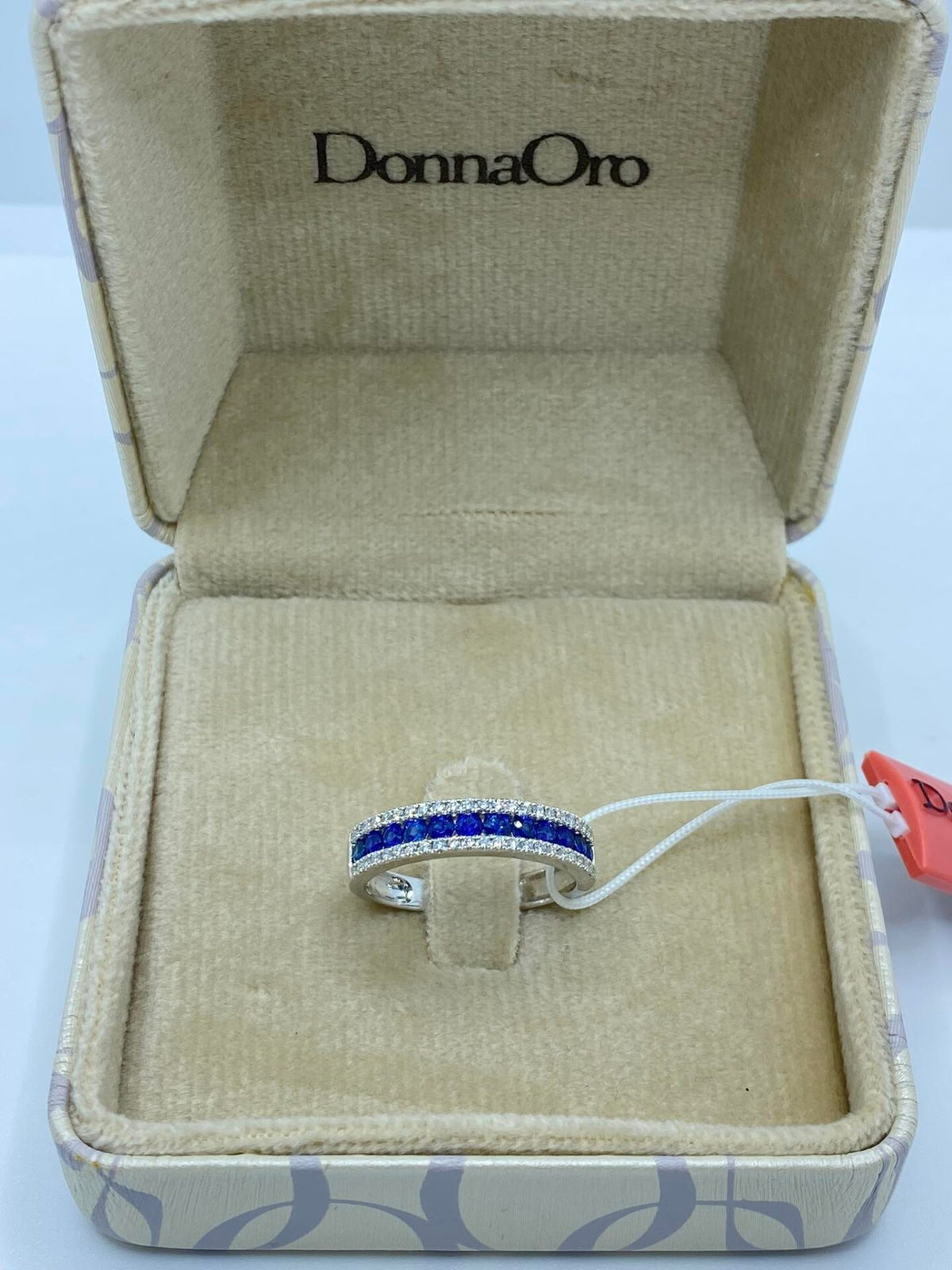 Anello Veretta Donna Oro 18KT con Zaffiri Ct 0.58 e Diamanti