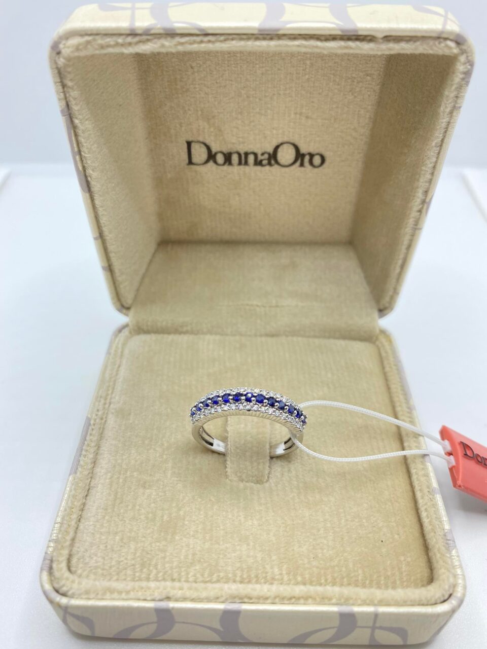 Anello Veretta Donna Oro 18KT con Zaffiri Ct 0.28 e Diamanti
