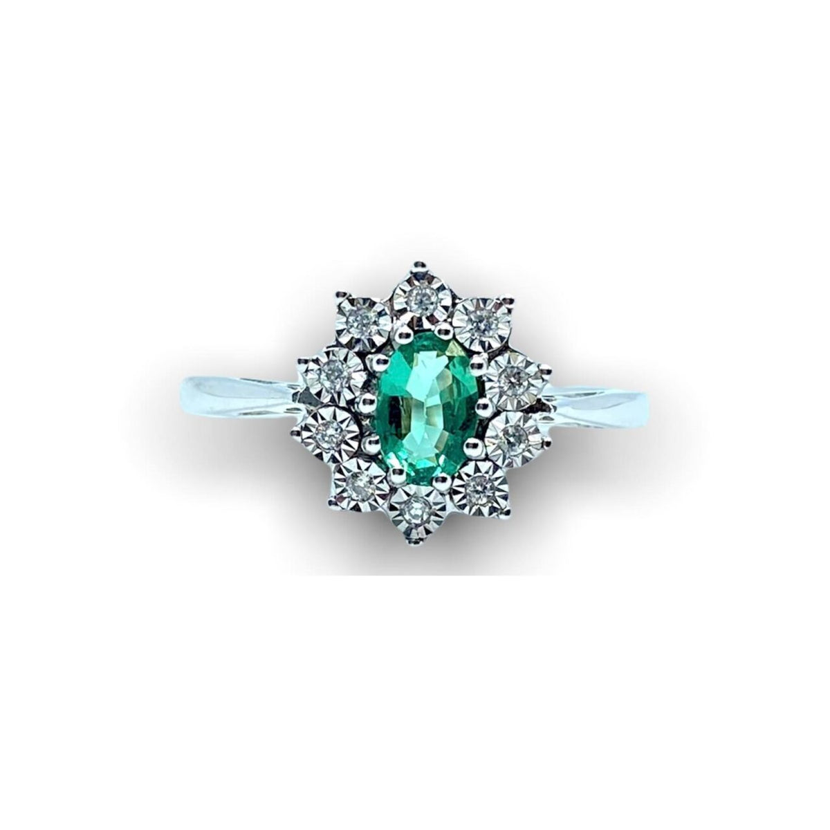 Anello Donna Oro 18KT con Diamanti e Smeraldo Ct.0.44
