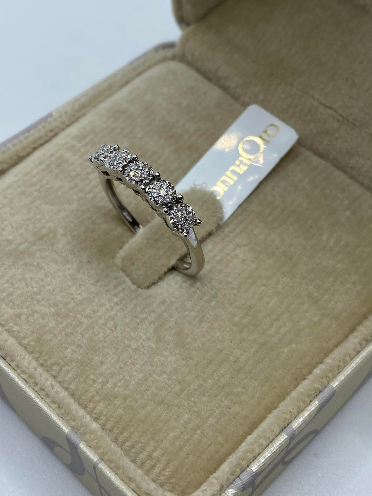 Anello Veretta a 5 Donna Oro 18KT con Diamanti Ct. 0.14