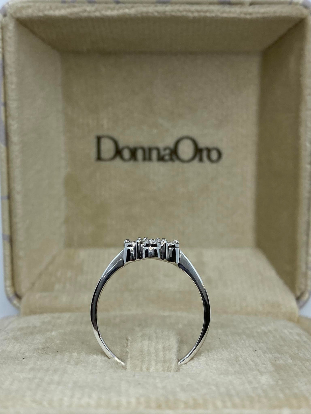 Anello a Fiore Donna Oro 18KT con Diamanti Ct. 0.12