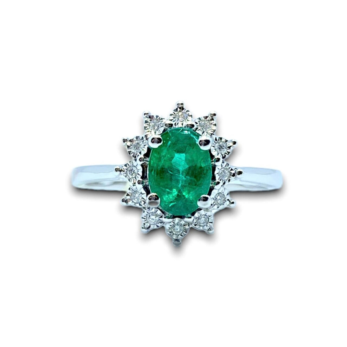Anello Donna Oro 18KT con Smeraldo Ct 0.72 e Diamanti