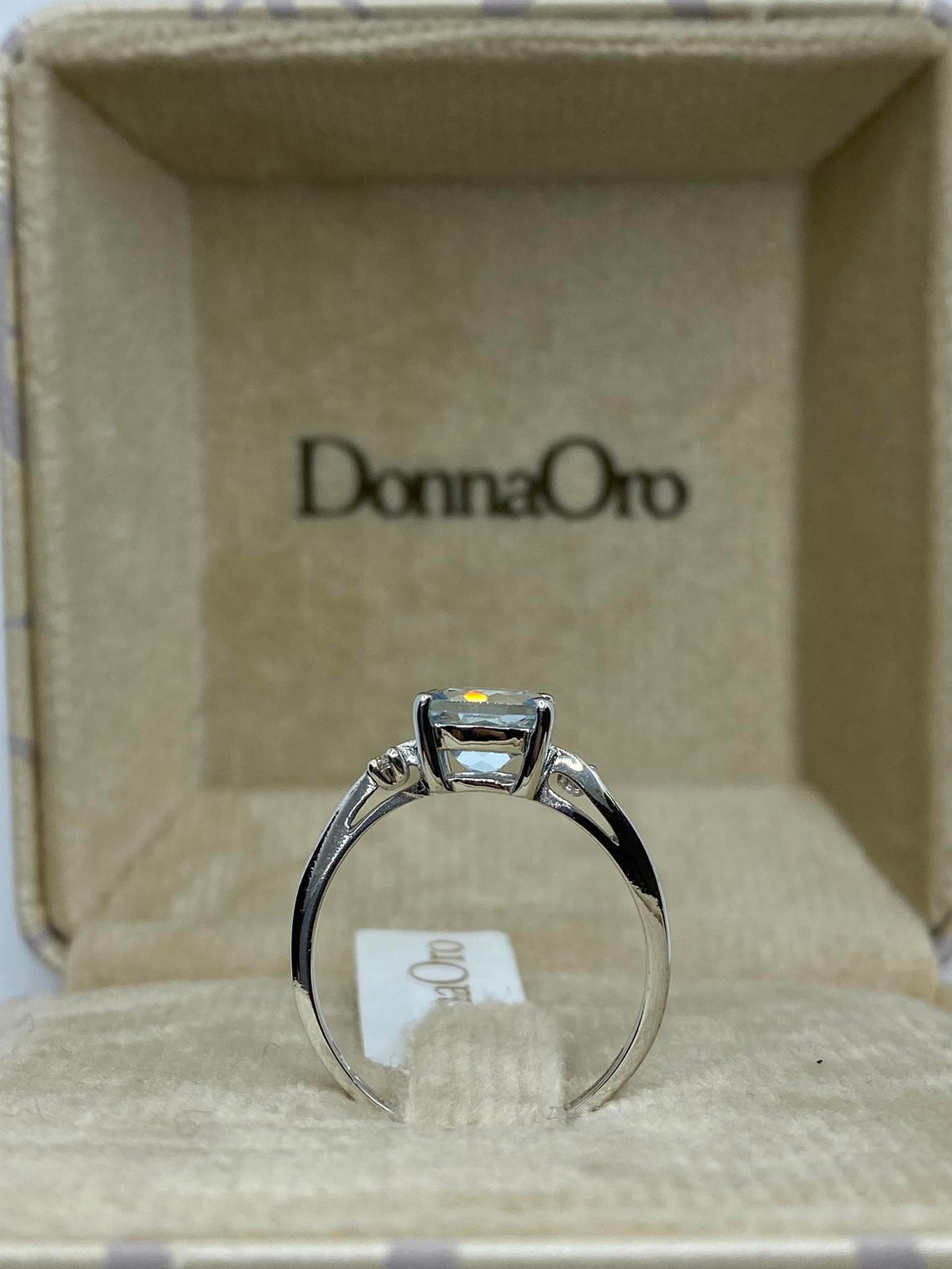 Anello Donna Oro 18KT con Acquamarina e Diamanti