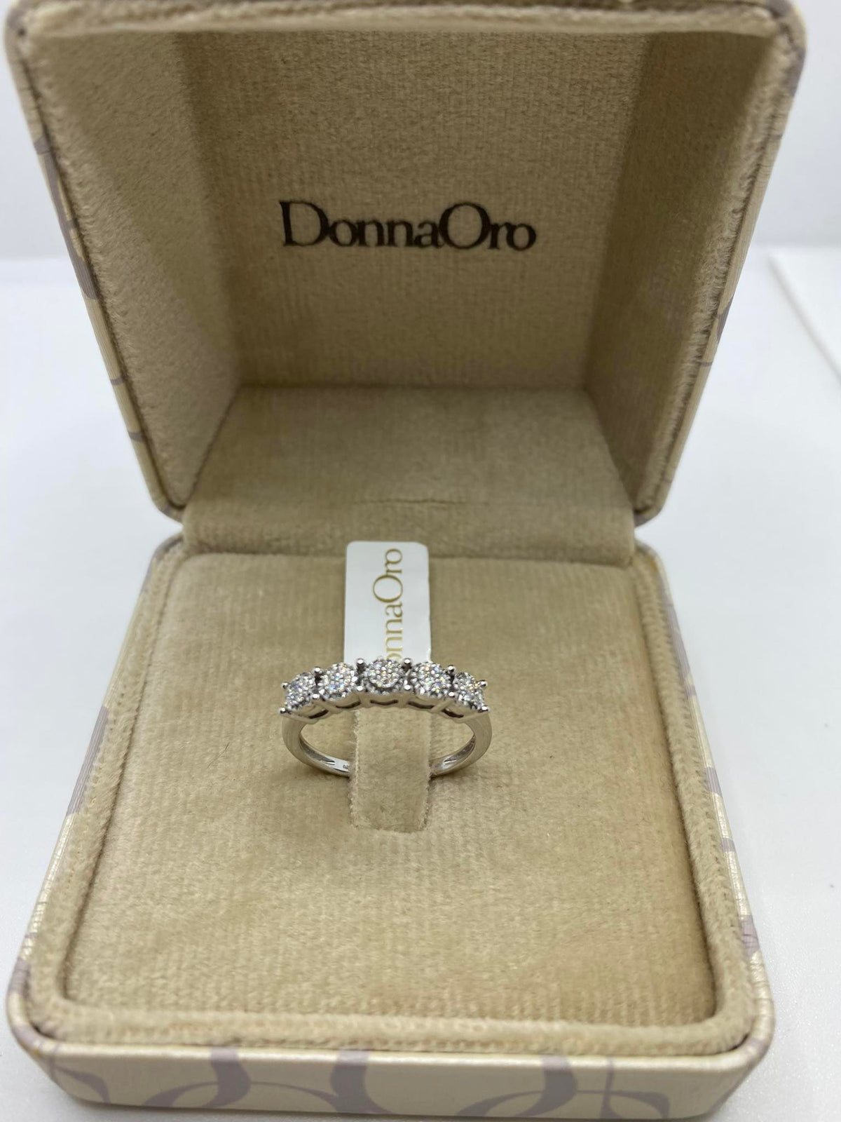 Anello Veretta a 5 Donna Oro 18KT con Diamanti Ct. 0.14