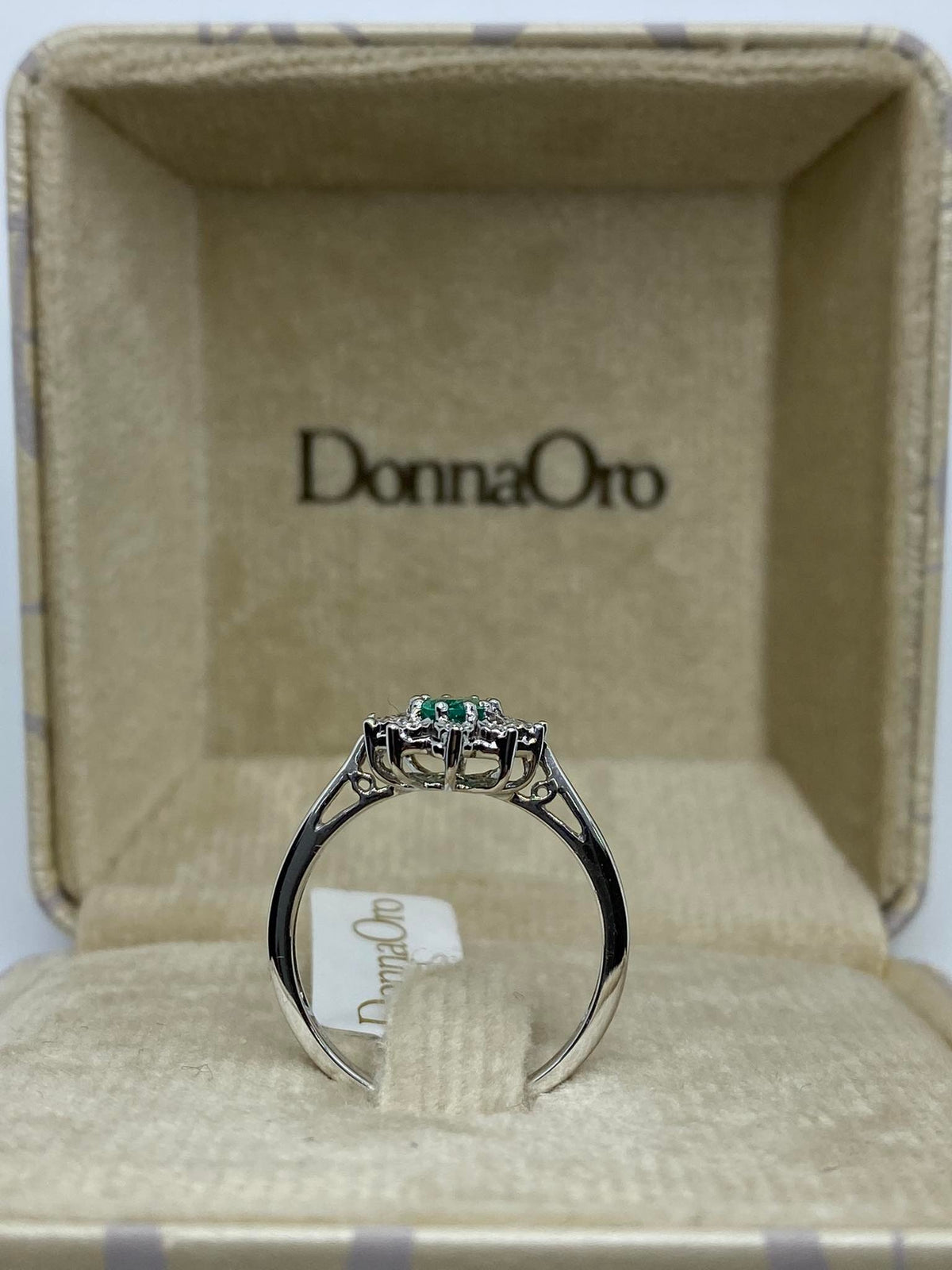 Anello Donna Oro 18KT con Diamanti e Smeraldo Ct.0.44