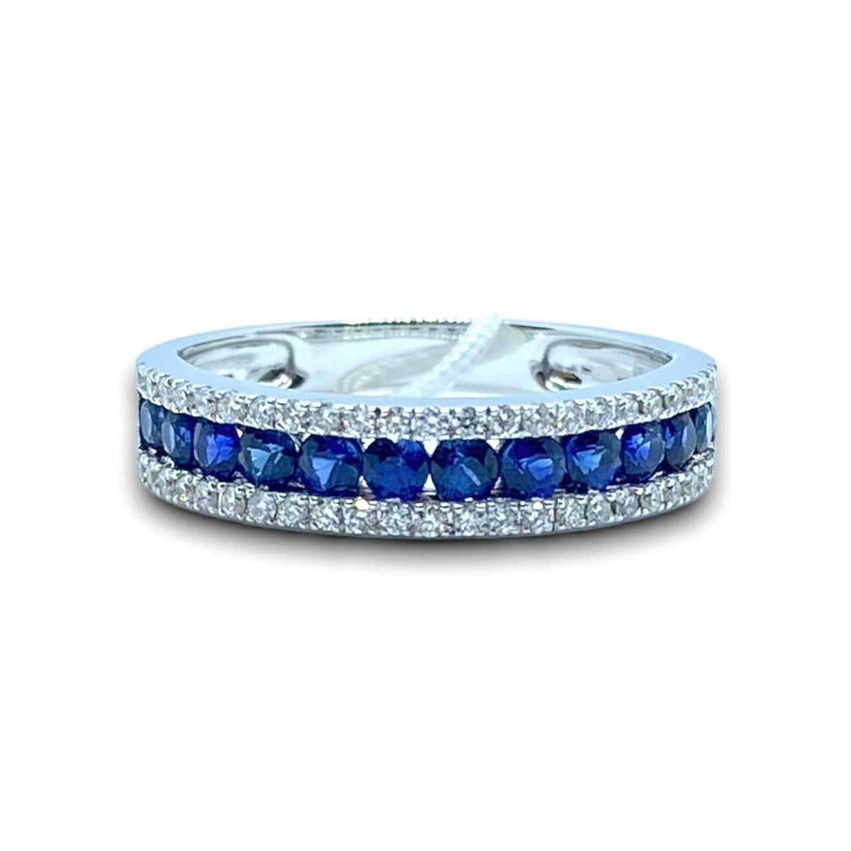 Anello Veretta Donna Oro 18KT con Zaffiri Ct 0.58 e Diamanti