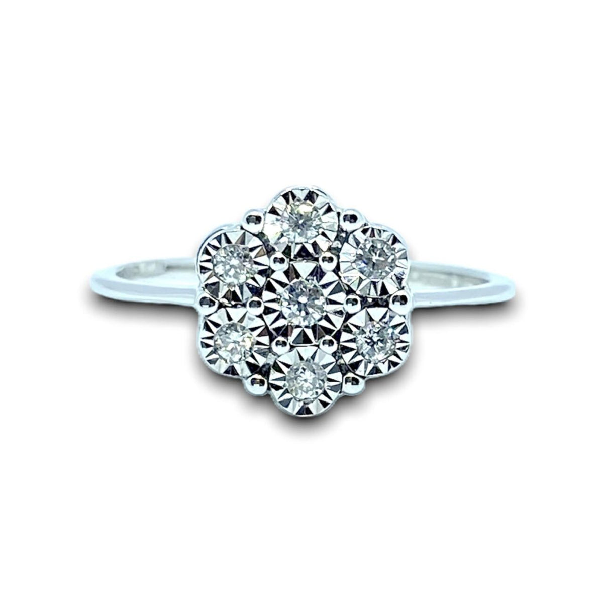 Anello a Fiore Donna Oro 18KT con Diamanti Ct. 0.12