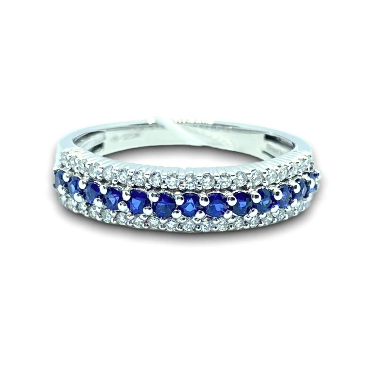 Anello Veretta Donna Oro 18KT con Zaffiri Ct 0.28 e Diamanti
