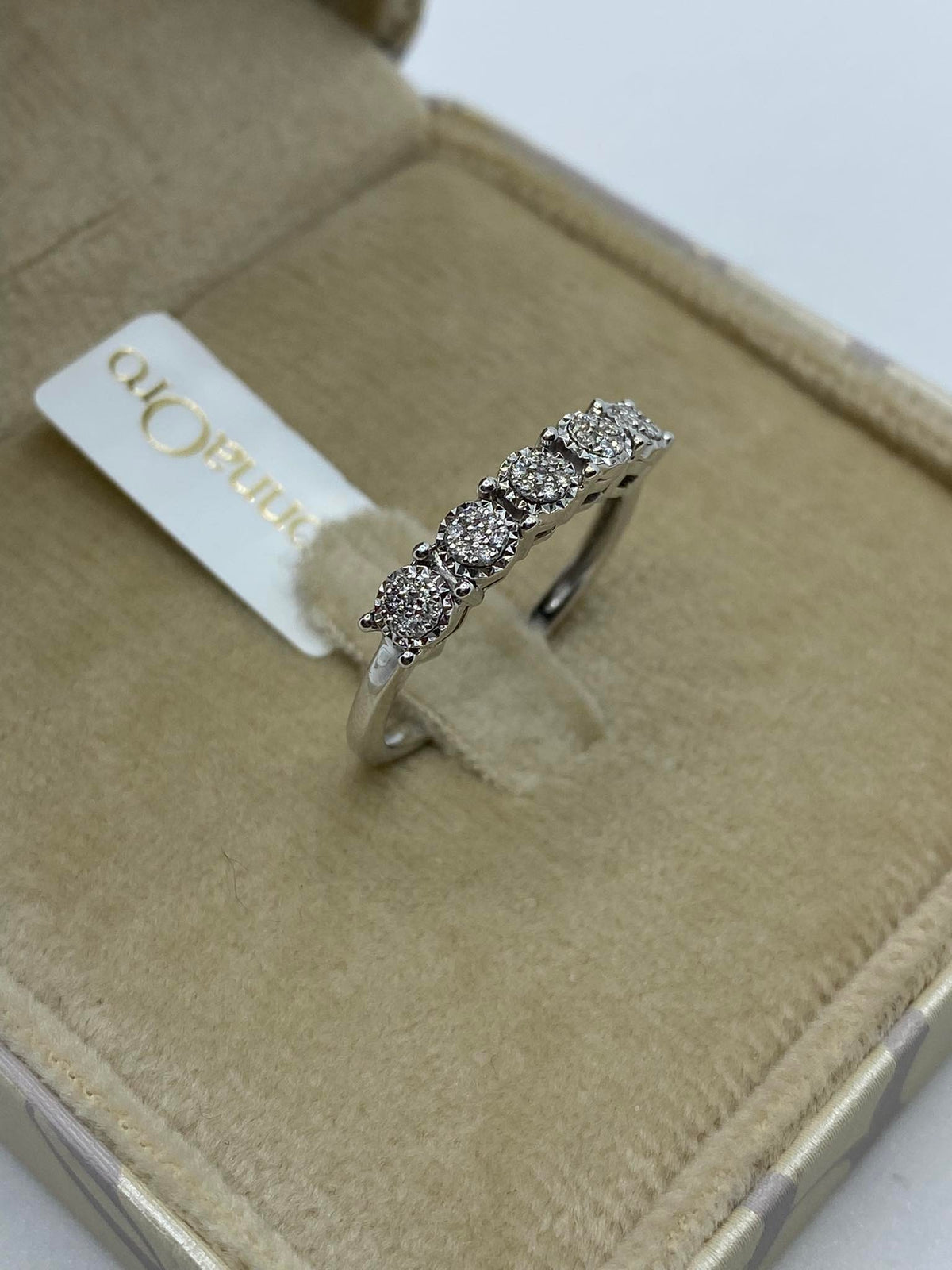 Anello Veretta a 5 Donna Oro 18KT con Diamanti Ct. 0.14