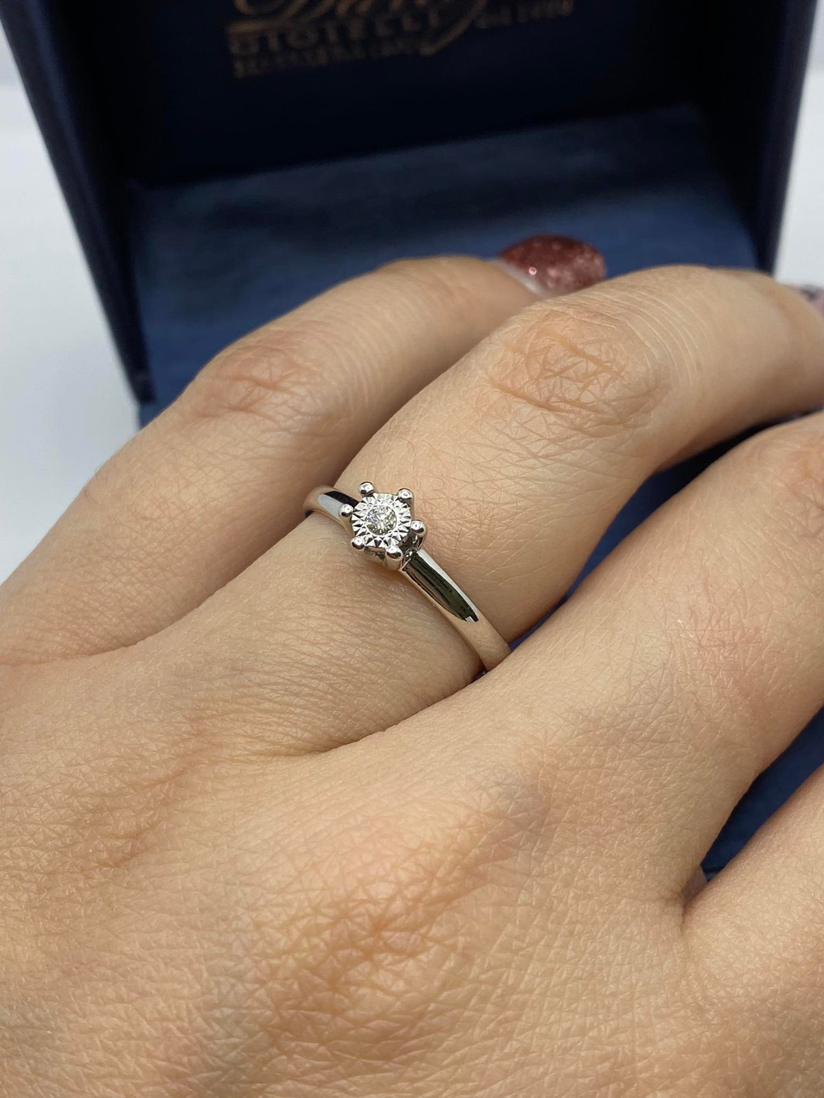 Anello Donna Solitario in Oro 18KT 18KT Con Diamante Ct. 0.03