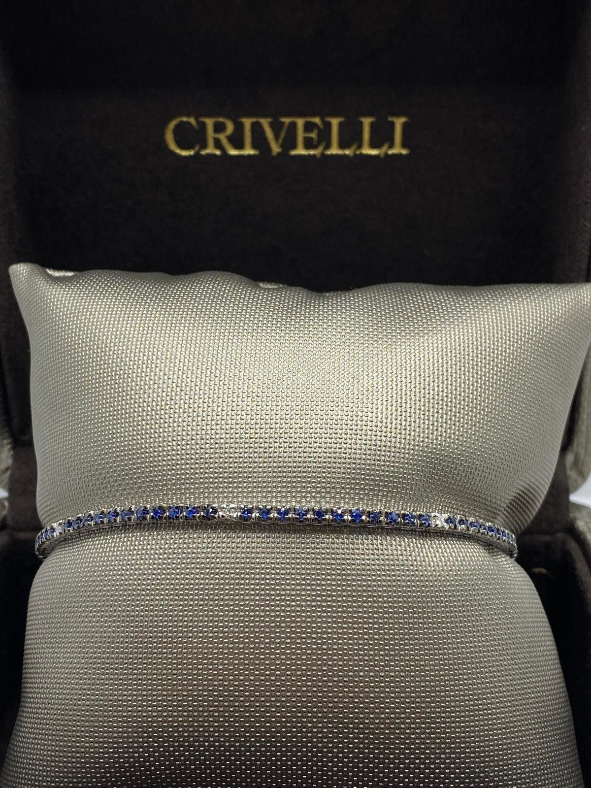 Bracciale Tennis Crivelli in Oro 18KT con Diamanti e Zaffiri Ct. 1.02