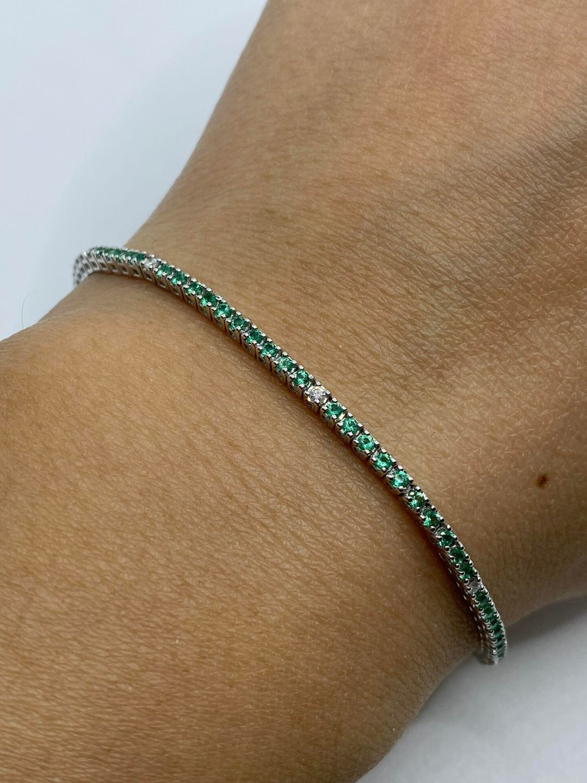 Bracciale Tennis PG Gioielli in Oro 18KT con Smeraldi e Diamanti Ct. 1.57