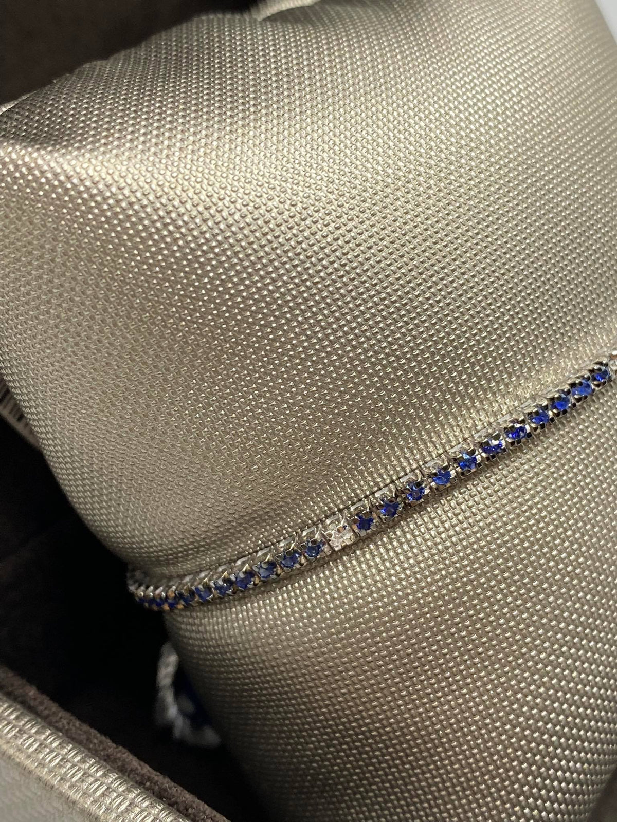 Bracciale Tennis Crivelli in Oro 18KT con Diamanti e Zaffiri Ct. 1.02