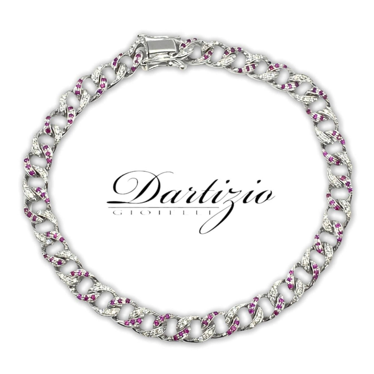Bracciale Groumette Double Face con Diamanti e Rubini