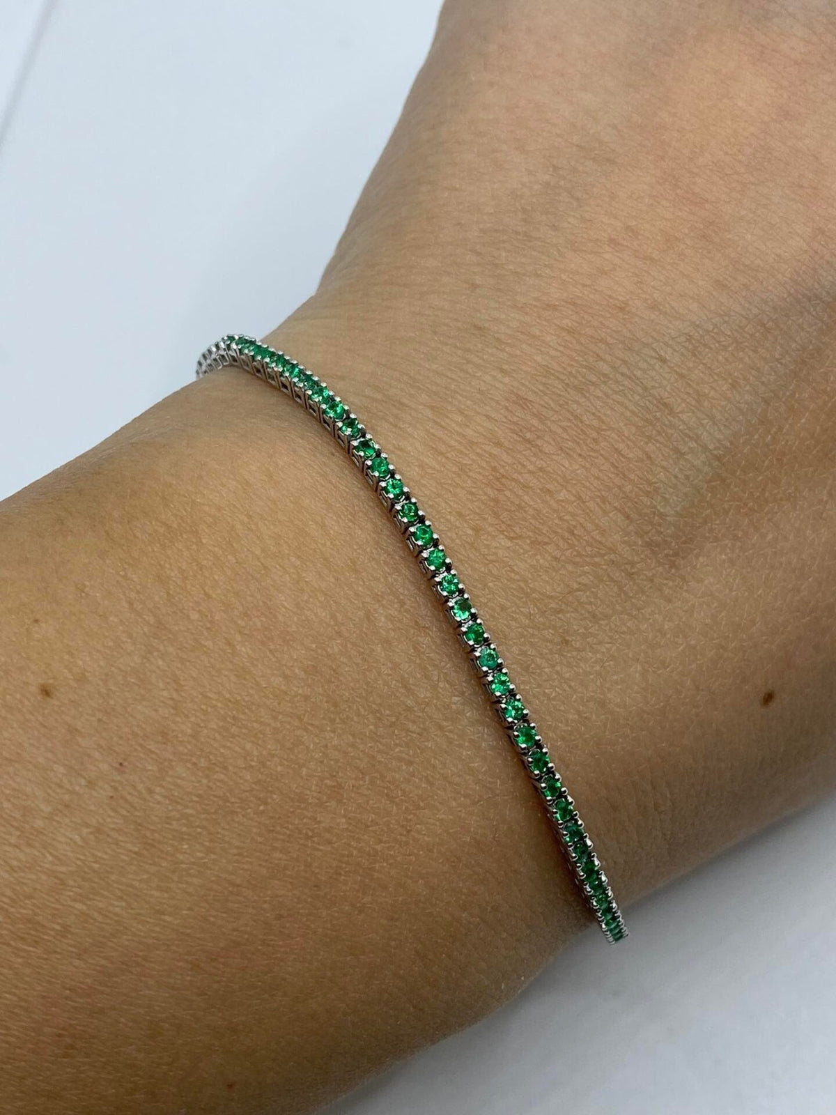 Bracciale Tennis PG Gioielli in Oro 18KT con Smeraldi Ct. 1.05