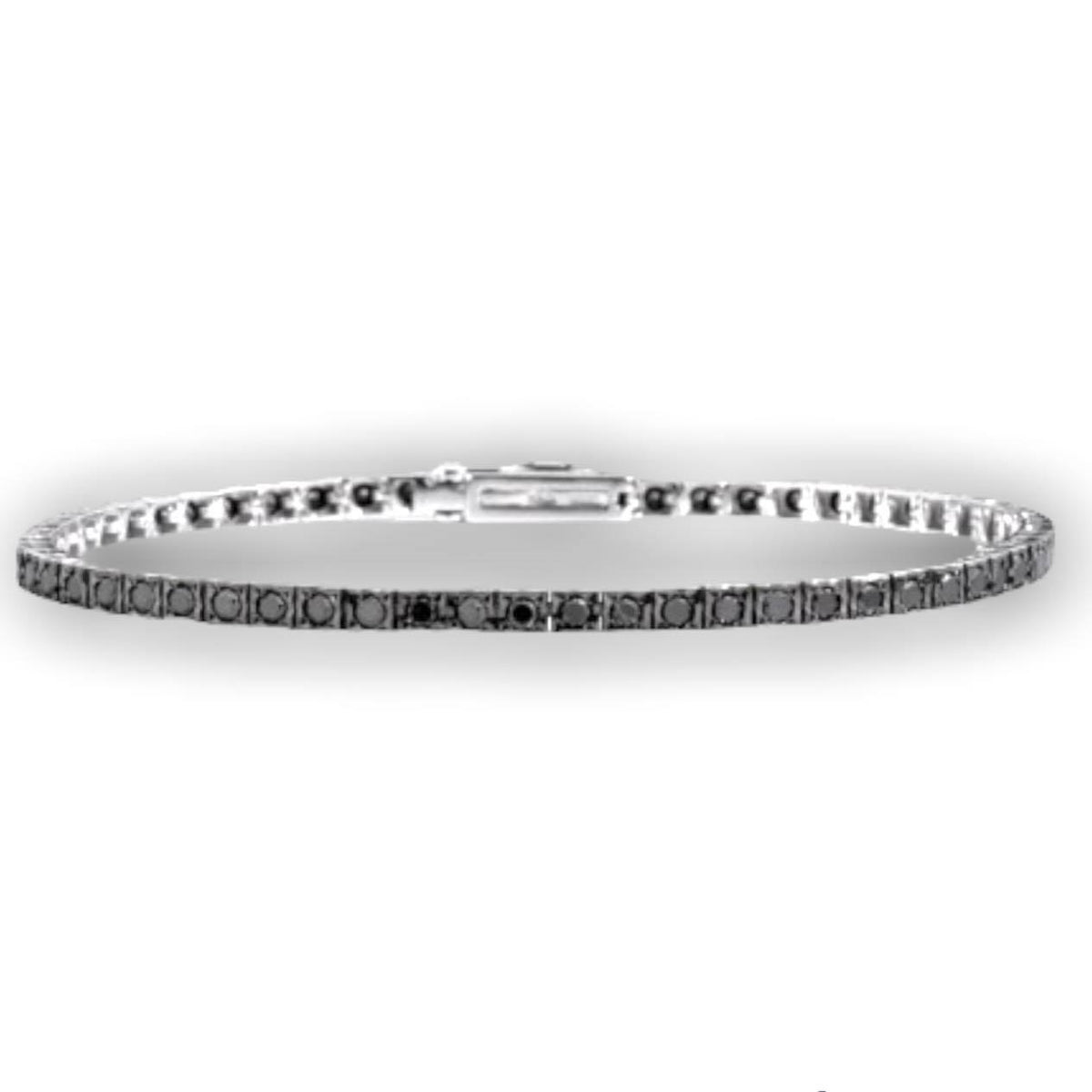 Bracciale Tennis Recarlo in Oro 18KT e Diamanti Neri Ct 1.72