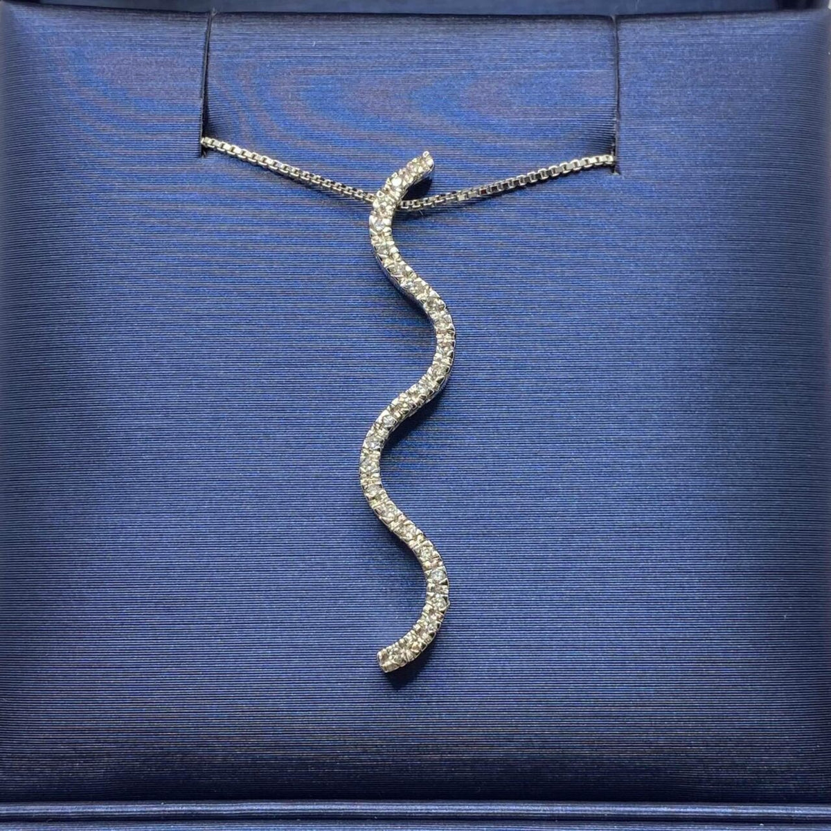 Collana a Onda in Oro 18KT 18KT e Diamanti Ct. 0.13