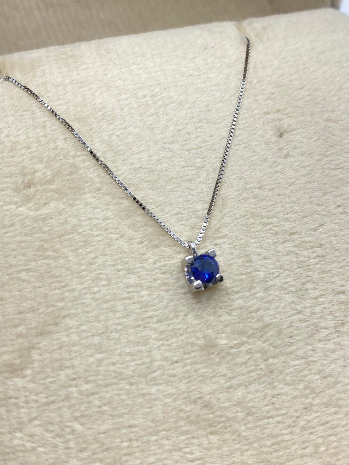 Collana Donna Oro 18KT Punto Luce con Zaffiro Ct 0.16