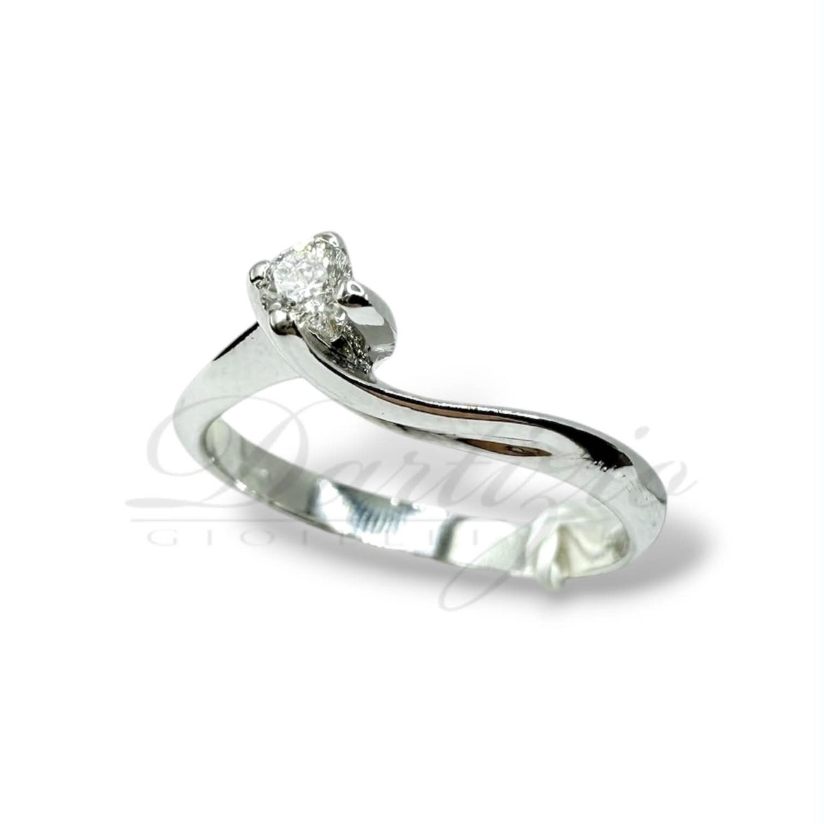 Anello Solitario in Oro 18KT 18KT e Diamante Ct. 0.10