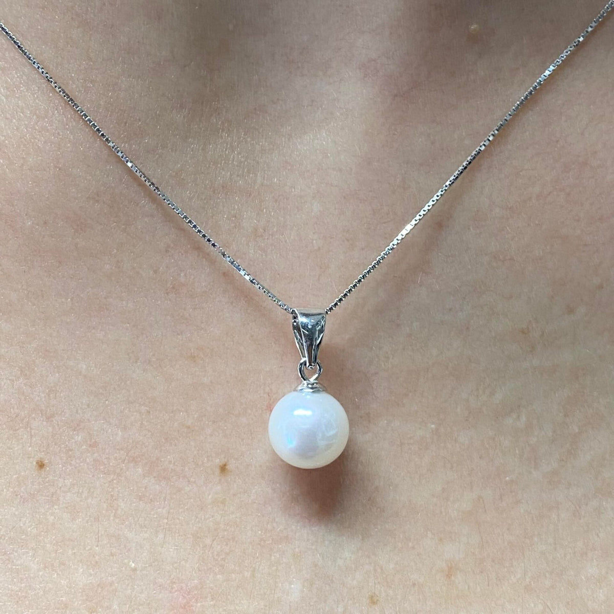 Collana Donna Oro 18KT con Perla Naturale mm 7-7,5
